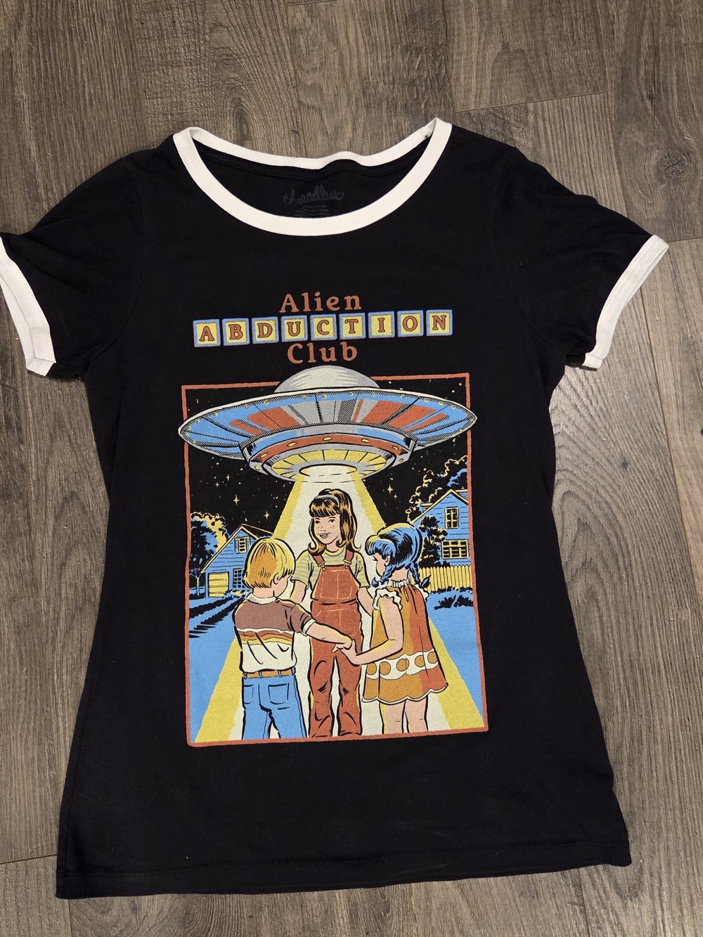 Threadless Black/White Alien Abduction Club Graphic Tee